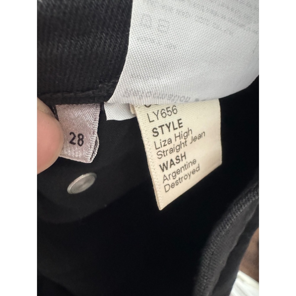 Reformation‎ Liza High Straight Jean Black Destroyed Distressed Raw Hem Size 28 - Picture 8 of 8